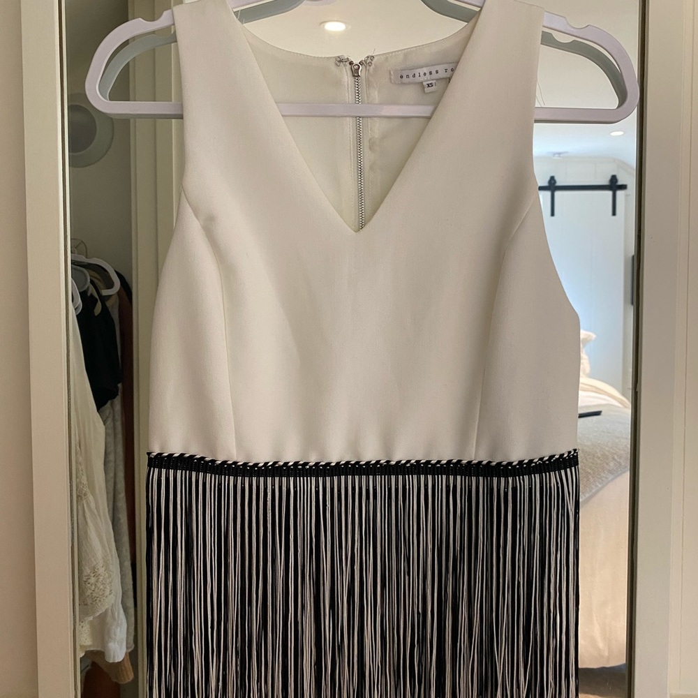 White tank top with fringe